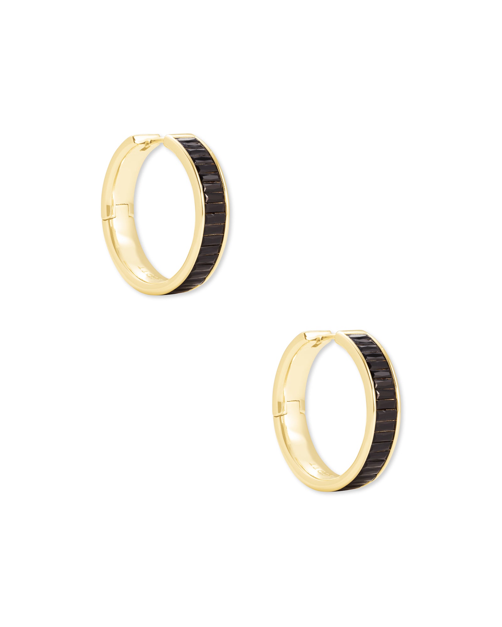 Kendra Scott Jack Gold Hoop Earrings In Black Spinel