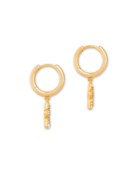 Kendra Scott Jae Star Gold Huggie Earrings In White Crystal