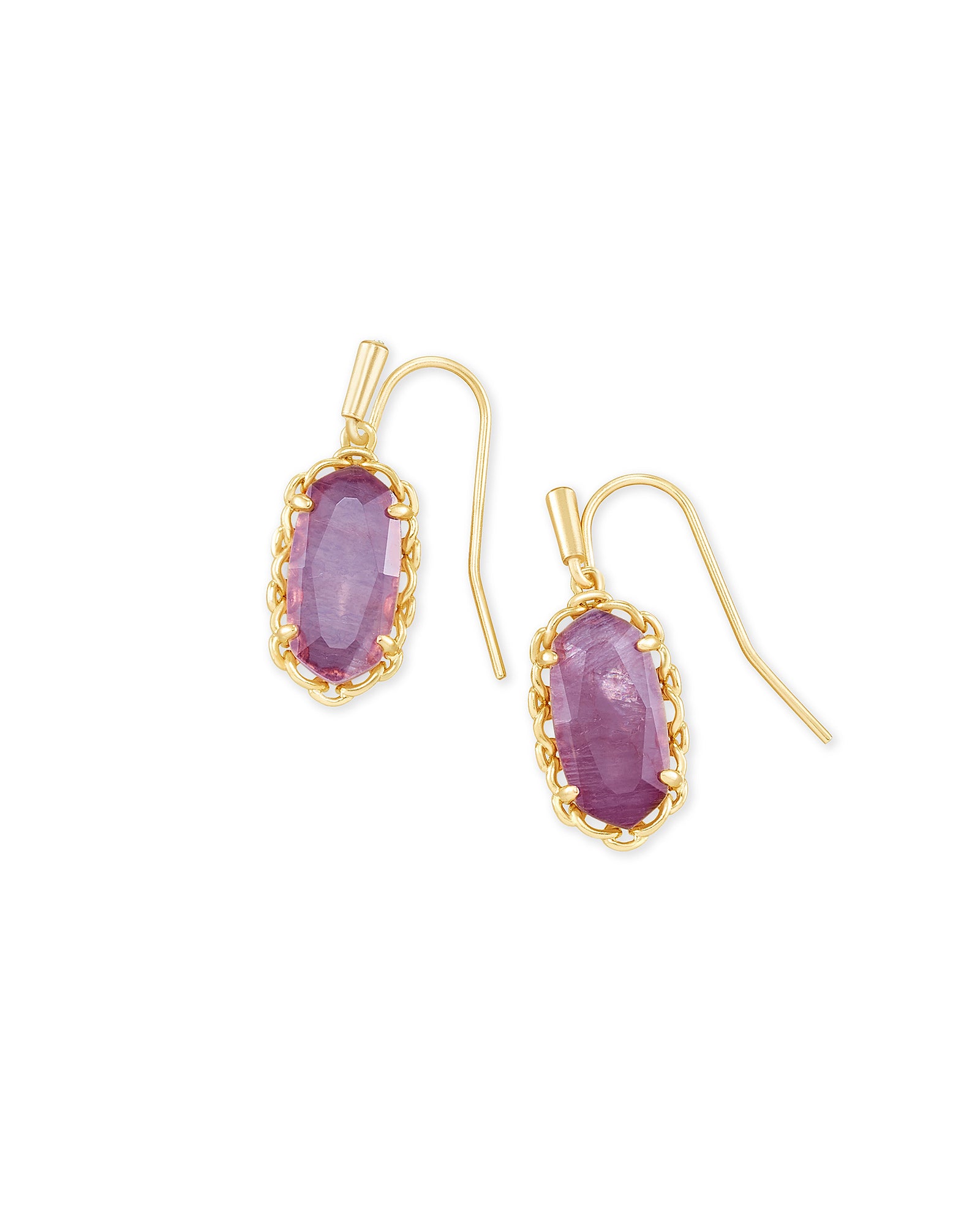 Kendra Scott Macrame Lee Gold Drop Earrings In Purple Mica