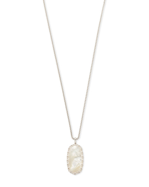 Kendra Scott Macrame Reid Silver Long Pendant Necklace In Ivory Mother-Of-Pearl