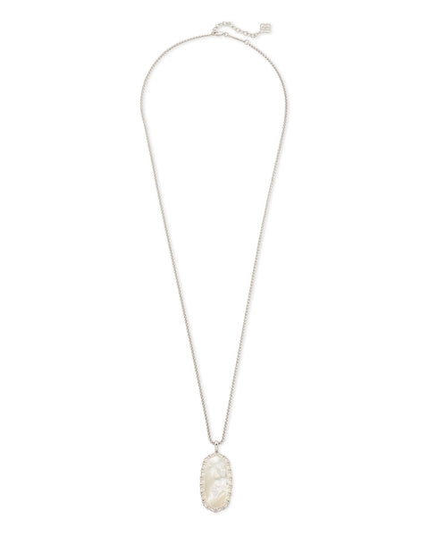 Kendra Scott Macrame Reid Silver Long Pendant Necklace In Ivory Mother-Of-Pearl
