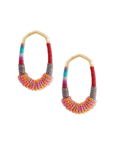 Kendra Scott Masie Gold Open Frame Earrings In Coral Mix Paracord