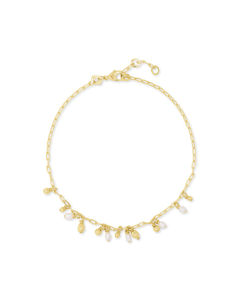 Kendra Scott Mollie Gold Choker Necklace In White Pearl