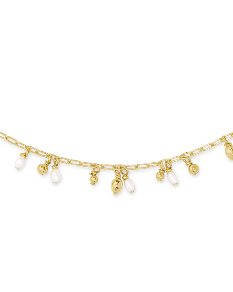 Kendra Scott Mollie Gold Choker Necklace In White Pearl