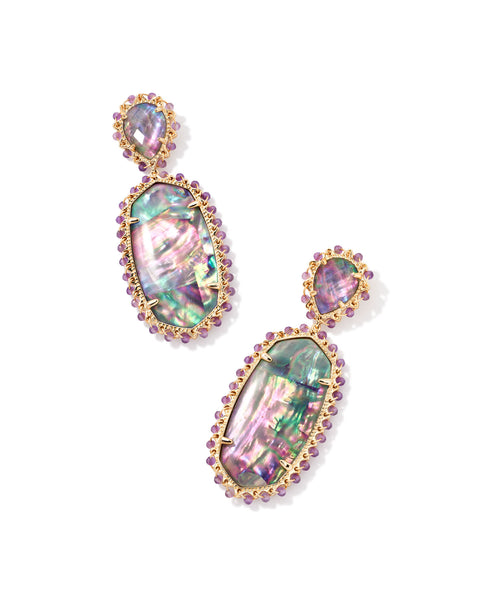 Kendra Scott Parsons Gold Statement Earrings in Lilac Abalone