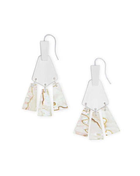 Kendra Scott Rechelle Bright Silver Drop Earrings In White Mix