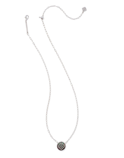 Kendra Scott Stamped Dira Necklace Silver Black MOP