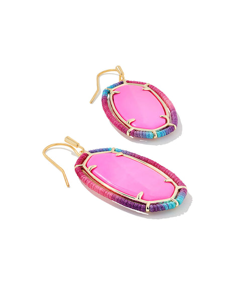 Kendra Scott Threaded Elle Gold Drop Earrings in Pink Mix
