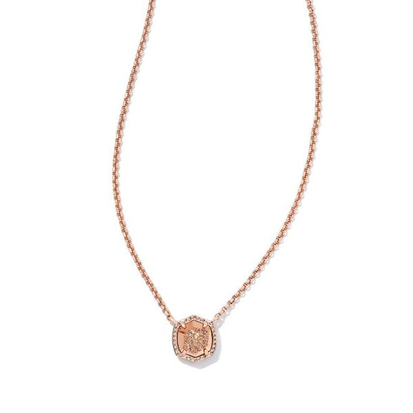 Kendra Scott Davie Pendant Necklace in Rose Gold Drusy