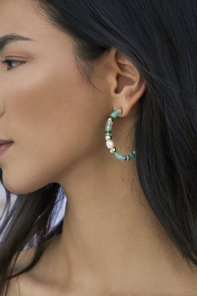Kendra Scott Lila Gold Hoop Earrings In Matte Sea Green Mix